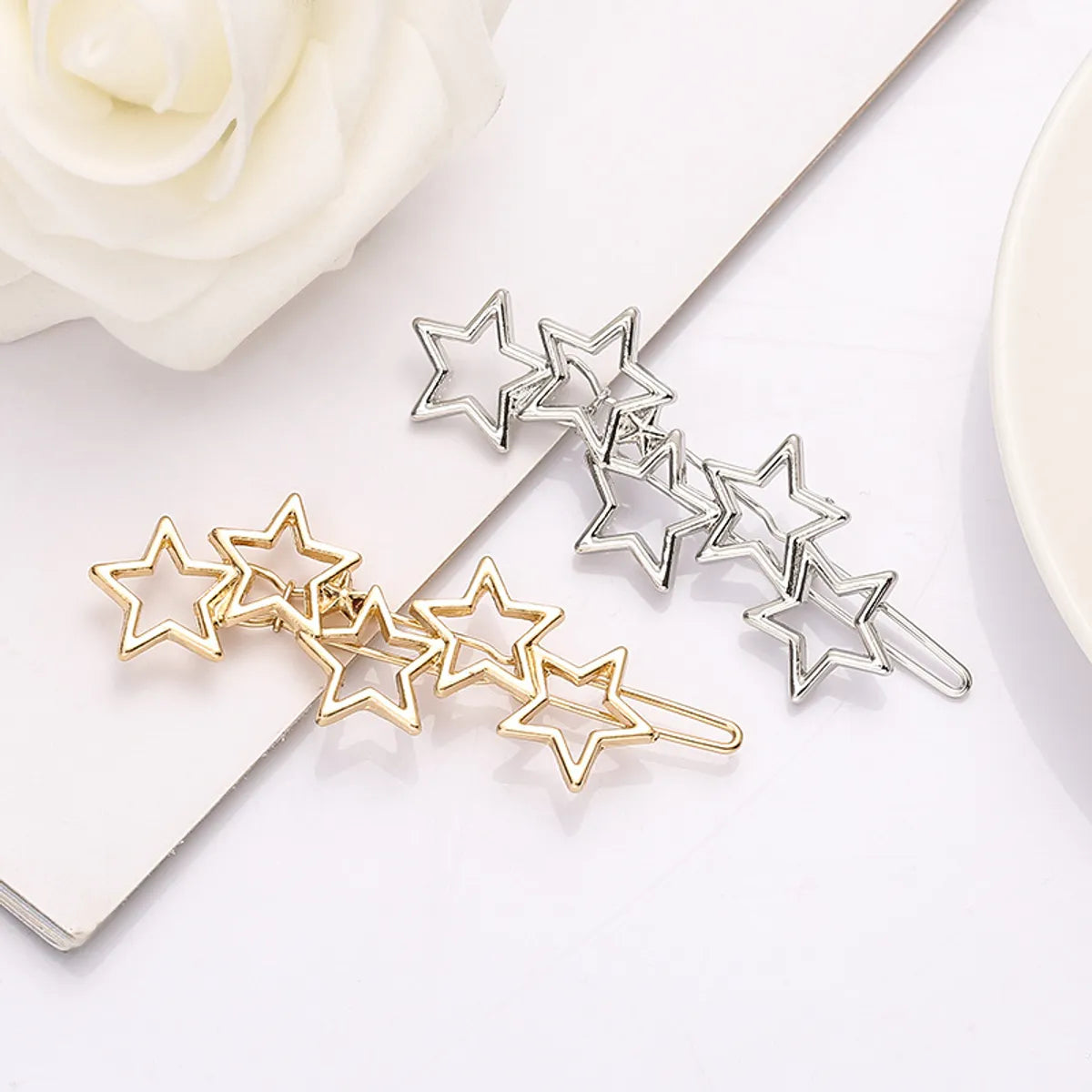 Sweet Star Alloy Plating Hollow Out Hair Clip