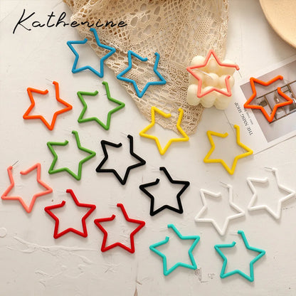 Sweet Star Arylic Alloy Spray Paint Earrings