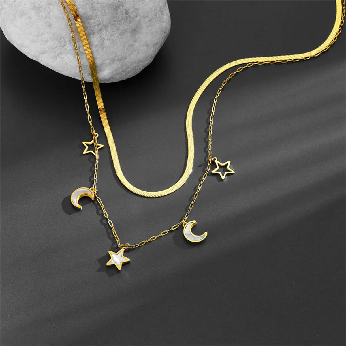 Sweet Star Moon Titanium Steel Plating Pendant Necklace