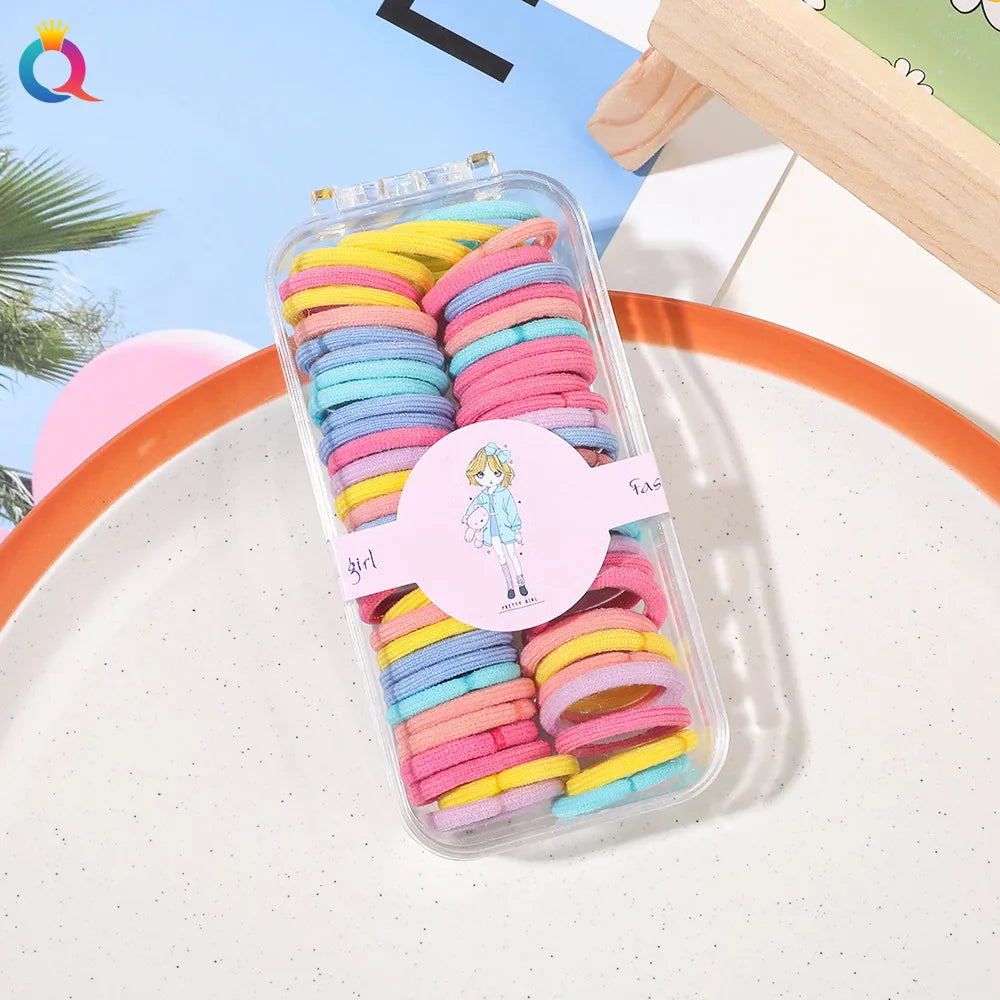 Sweet Star Solid Color Strawberry Plastic Rubber Band Hair Tie 1 Set