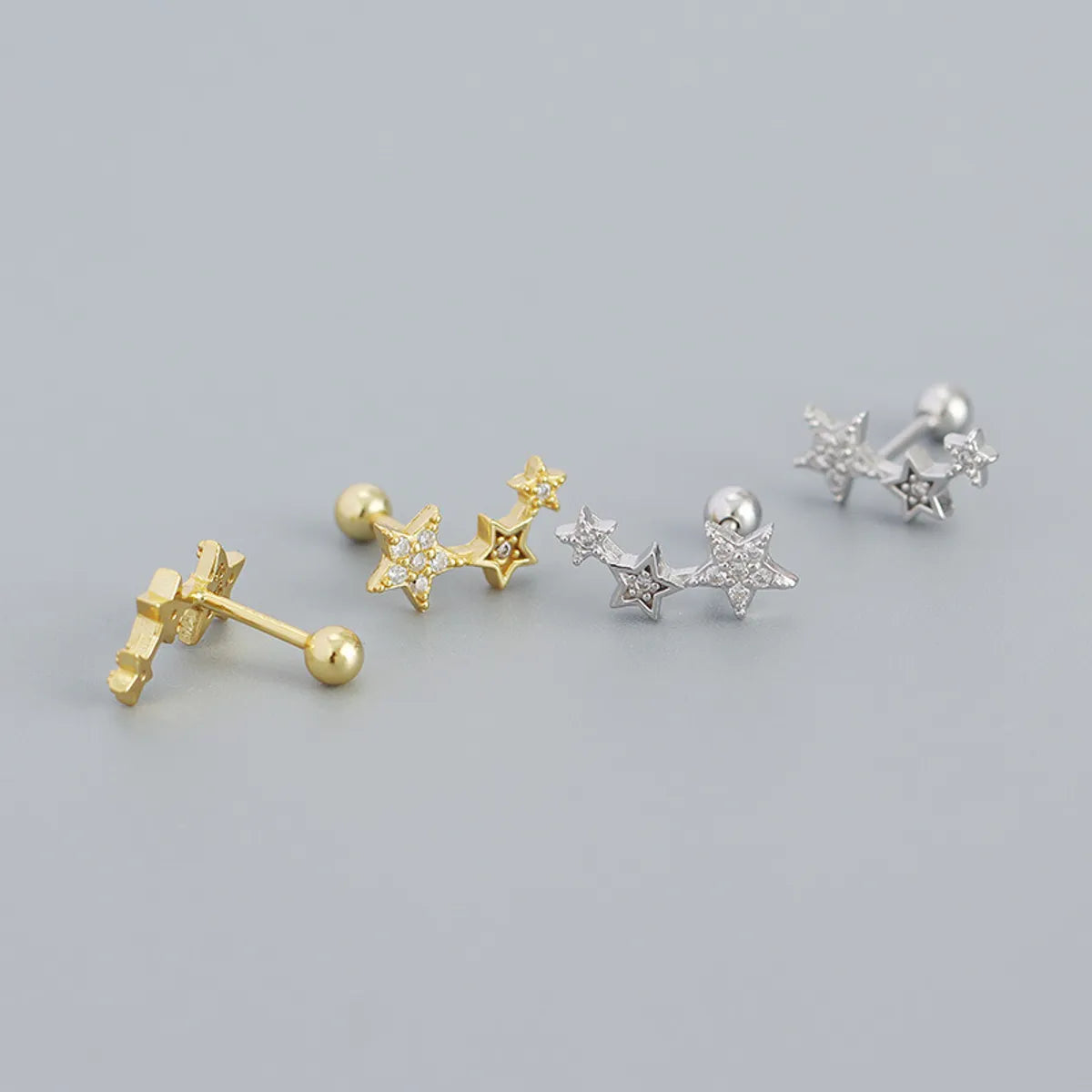 Sweet Star Sterling Silver Ear Studs Plating Zircon 925 Silver Earrings