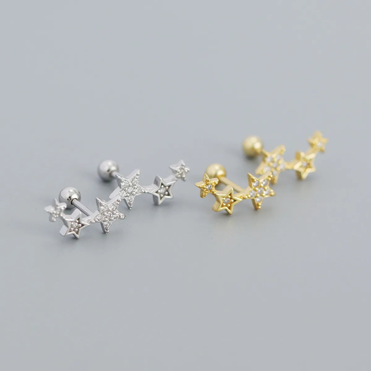 Sweet Star Sterling Silver Ear Studs Plating Zircon 925 Silver Earrings