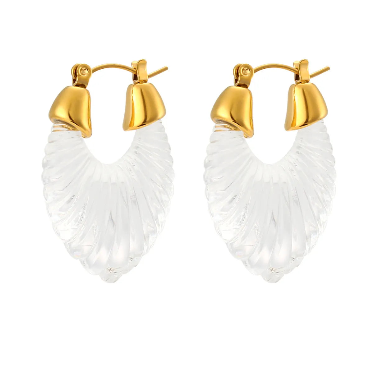 Sweet Stripe Transparent Arylic Gold Plated Earrings