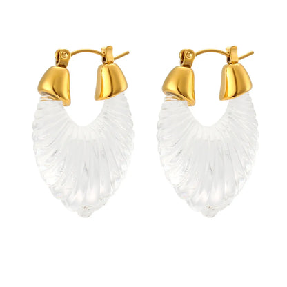 Sweet Stripe Transparent Arylic Gold Plated Earrings