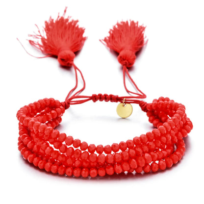 Sweet Tassel Solid Color Beaded Agate Wholesale Bracelets