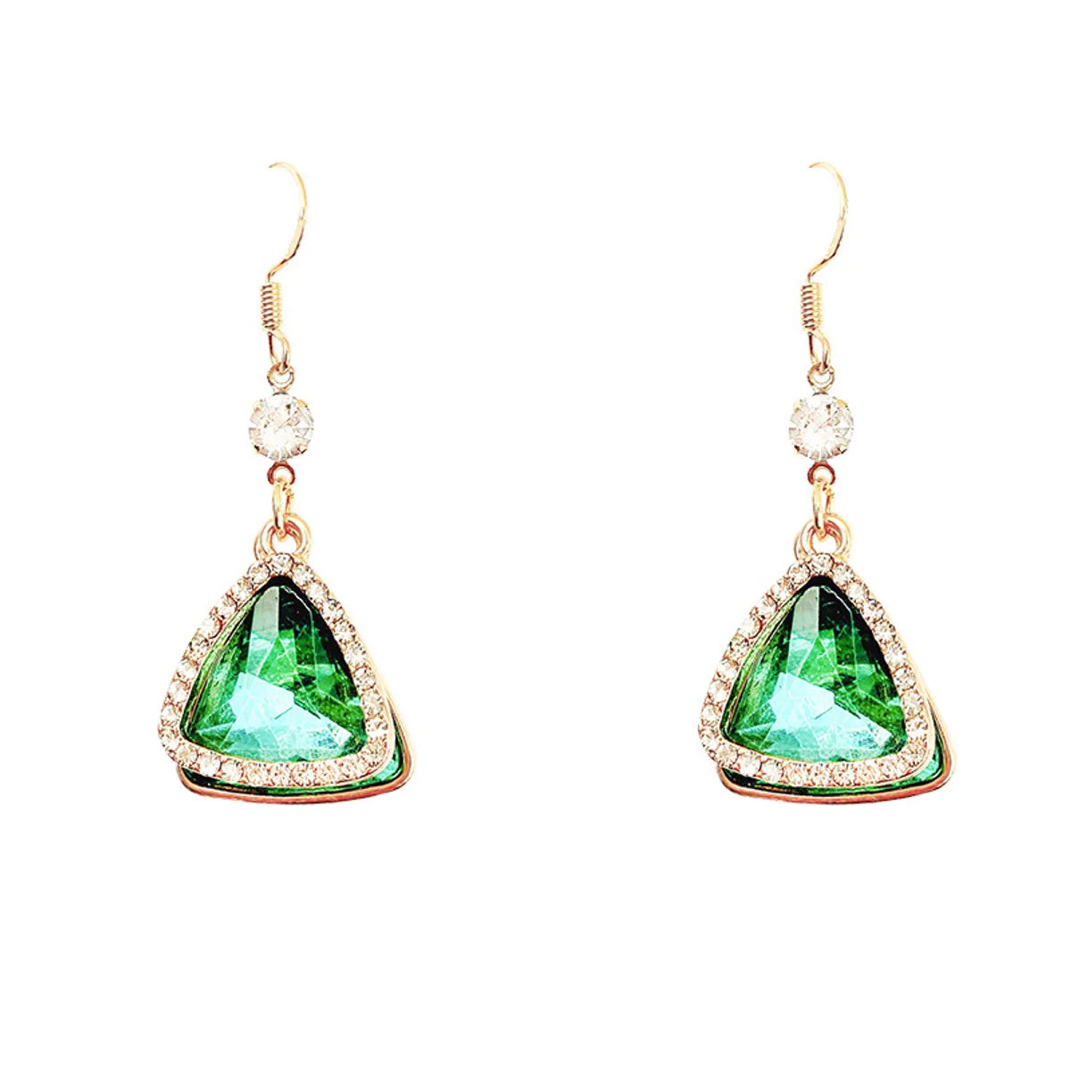 Sweet Triangle Alloy Inlay Zircon Women's Drop Earrings