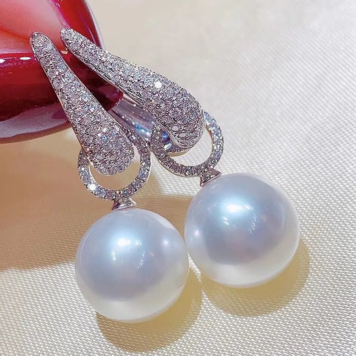 Sweet U Shape Geometric Imitation Pearl Inlay Artificial Pearls Zircon Women's Earrings