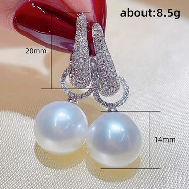 Sweet U Shape Geometric Imitation Pearl Inlay Artificial Pearls Zircon Women's Earrings