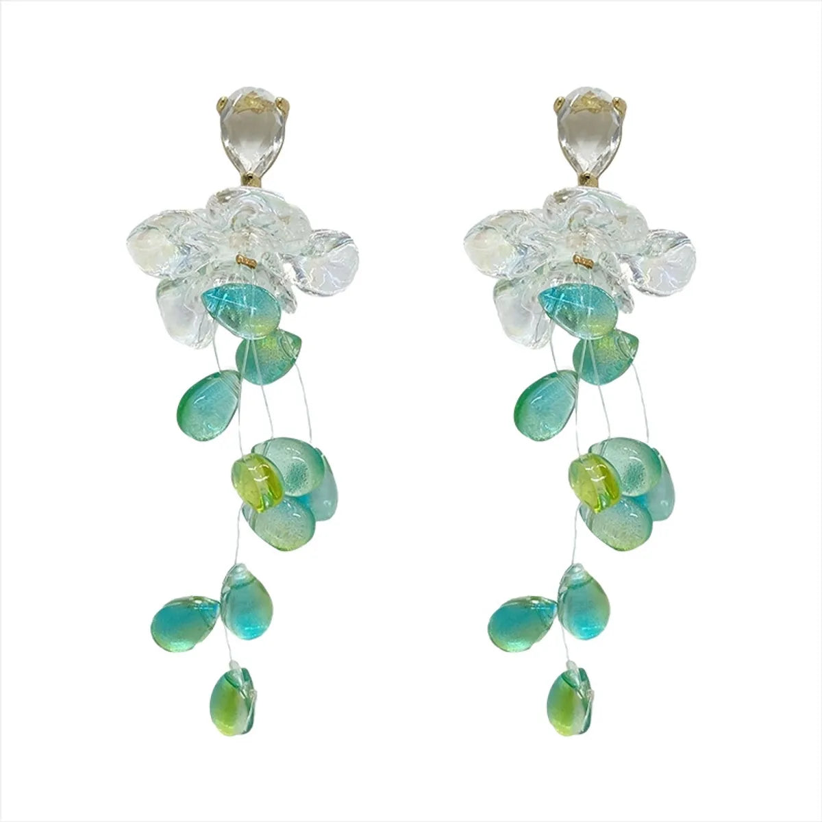 Sweet Water Droplets Gradient Color Arylic Women's Earrings Necklace