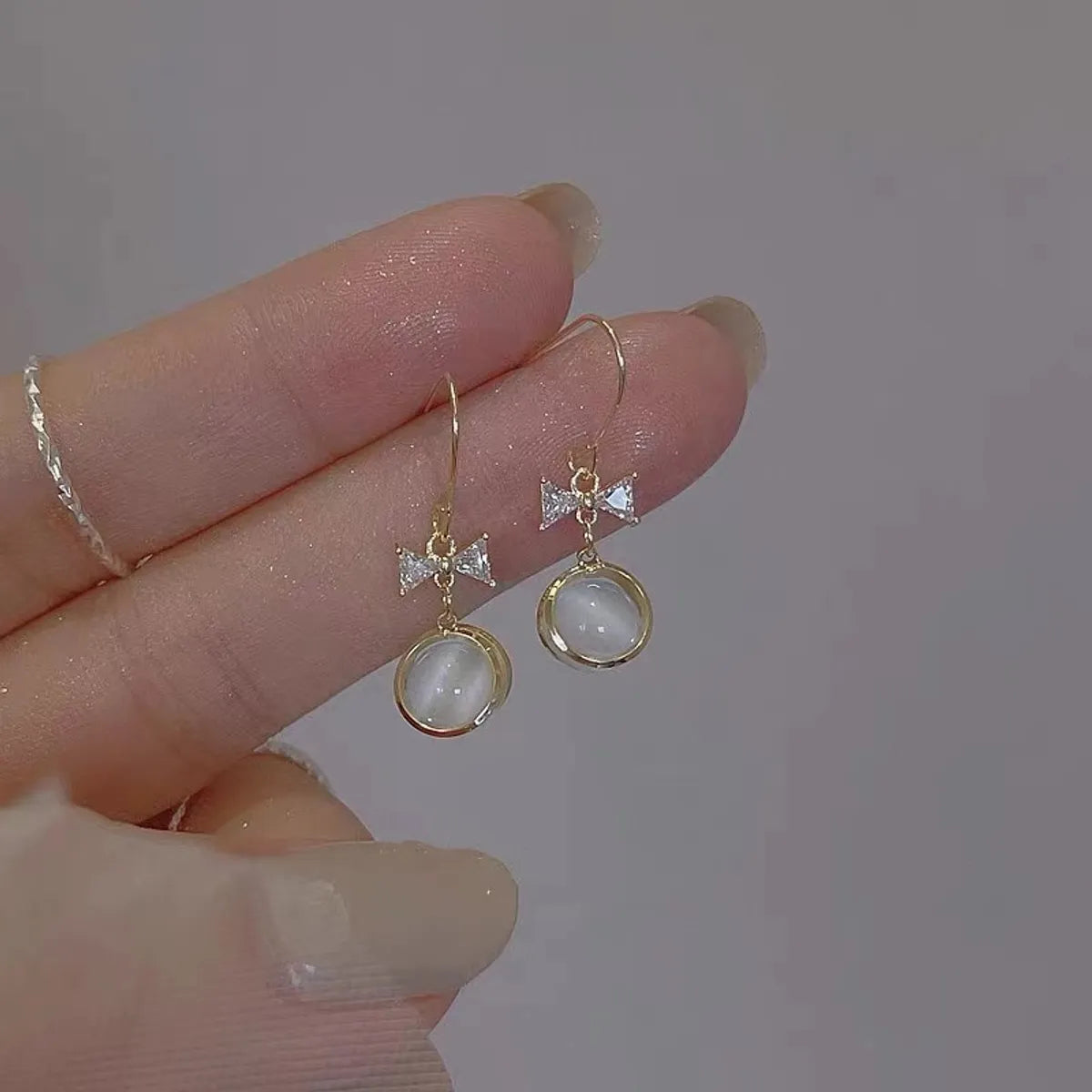 Sweet Water Droplets Heart Shape Flower Imitation Pearl Alloy Inlay Artificial Gemstones Women'S Earrings 1 Pair