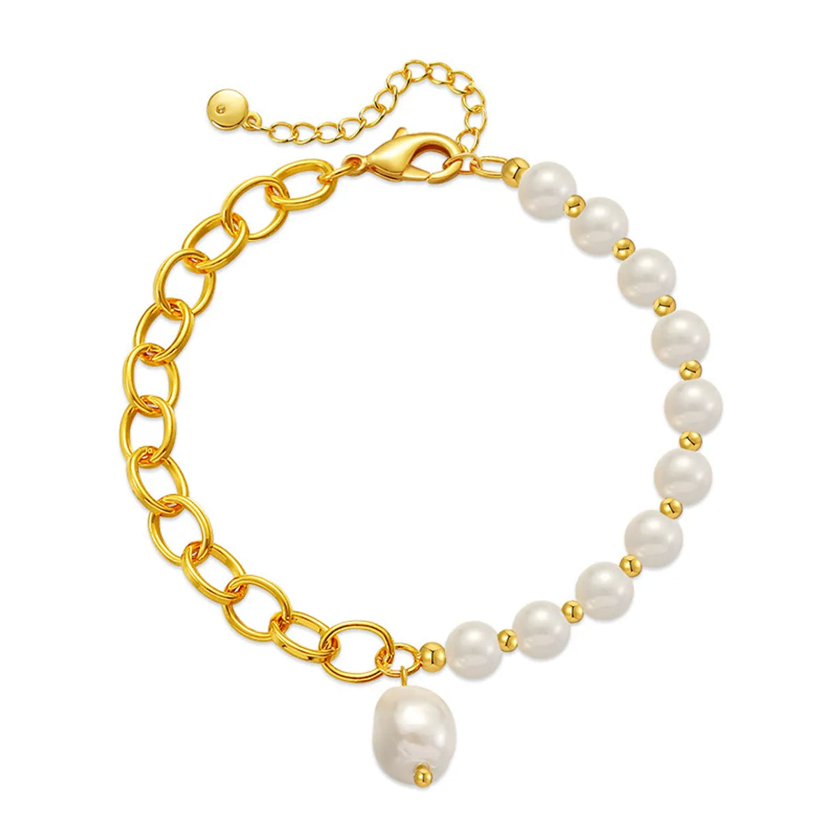 Sweet Water Droplets Imitation Pearl Copper Plating 18k Gold Plated Bracelets