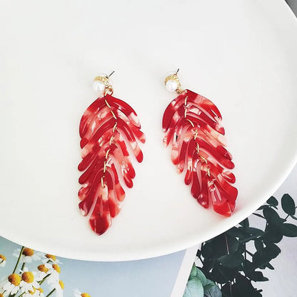 Temperament Simple Acrylic Leaf Earrings Nhjj132967