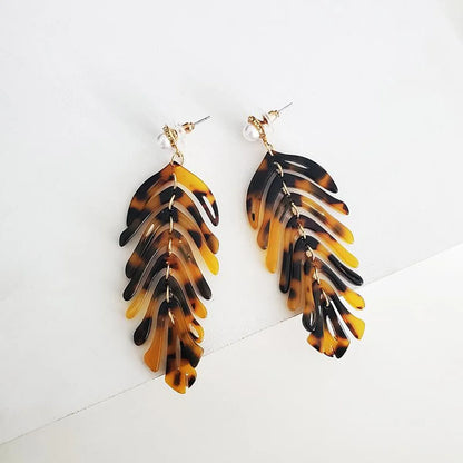 Temperament Simple Acrylic Leaf Earrings Nhjj132967