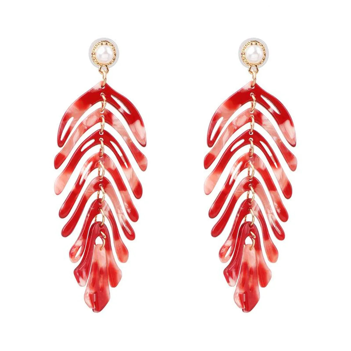 Temperament Simple Acrylic Leaf Earrings Nhjj132967