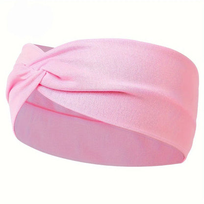 Solid Color Knotted Hair Band Elastic Wide Hair Band Non-Slip Headband For Gym Exercise Yoga