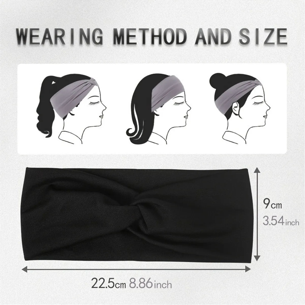 Solid Color Knotted Hair Band Elastic Wide Hair Band Non-Slip Headband For Gym Exercise Yoga