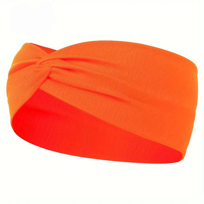 Solid Color Knotted Hair Band Elastic Wide Hair Band Non-Slip Headband For Gym Exercise Yoga