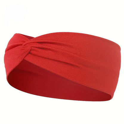 Solid Color Knotted Hair Band Elastic Wide Hair Band Non-Slip Headband For Gym Exercise Yoga