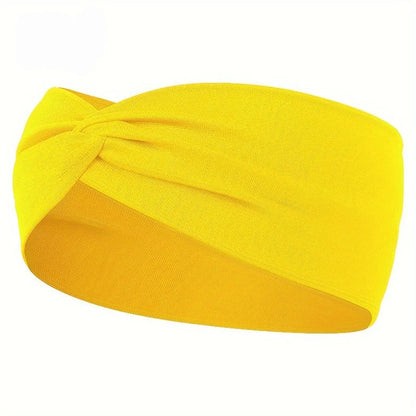 Solid Color Knotted Hair Band Elastic Wide Hair Band Non-Slip Headband For Gym Exercise Yoga