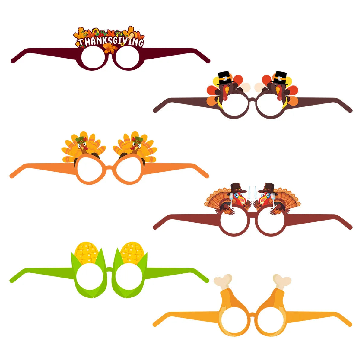 Thanksgiving Cute Cartoon Paper Party Festival Glasses