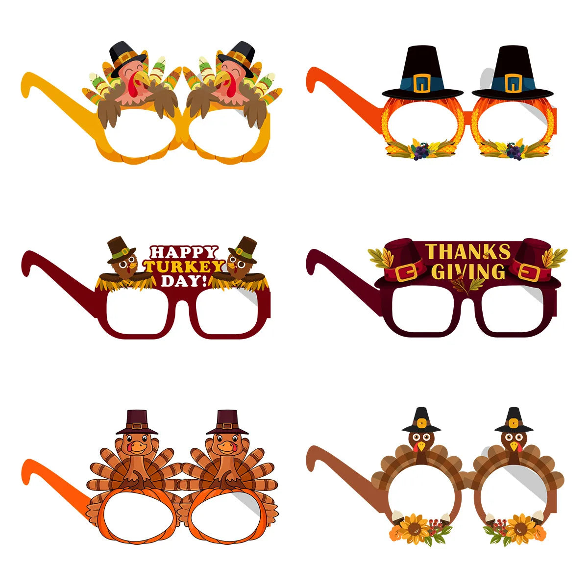 Thanksgiving Cute Cartoon Paper Party Festival Glasses