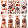 Thanksgiving Maple Leaf Squirrel Autumn Harvest Party Cellophane Biscuit Snack Gift Bag OPP Transparent Flat Pocket