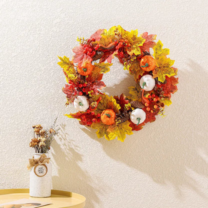 Thanksgiving Simulation White Pumpkin Maple Leaf Wreath Wholesale Nihaojewelry