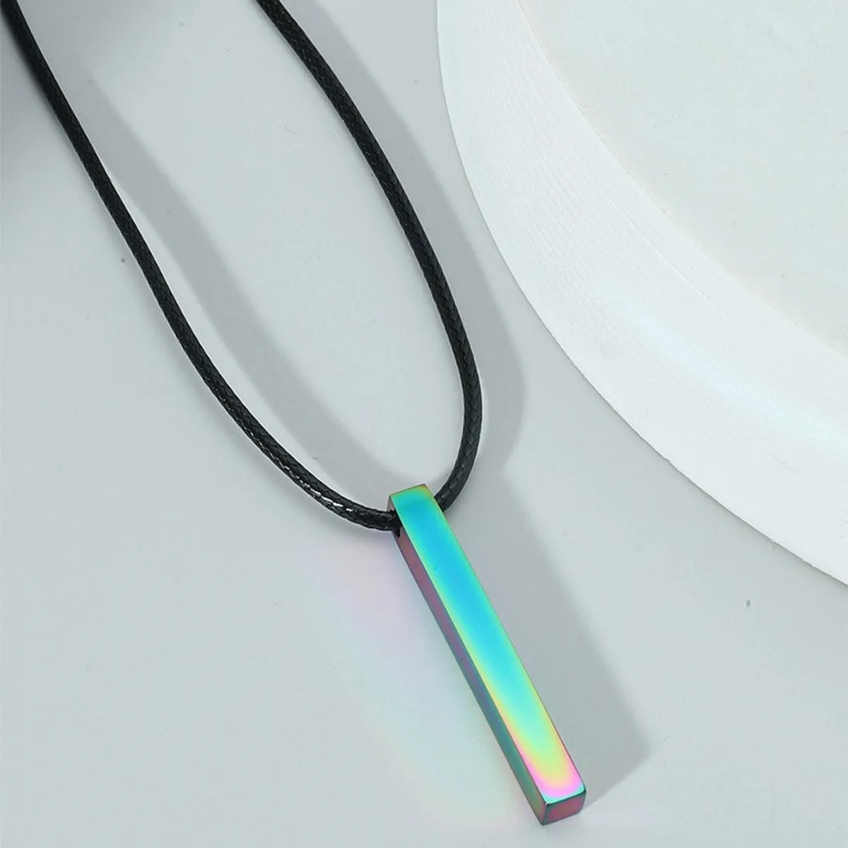 Simple Style Geometric Stainless Steel Titanium Steel Plating Men'S Pendant Necklace