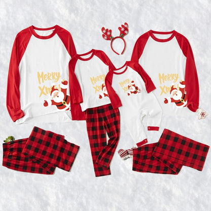 Fashion Santa Claus Plaid Polyester Family Matching Outfits