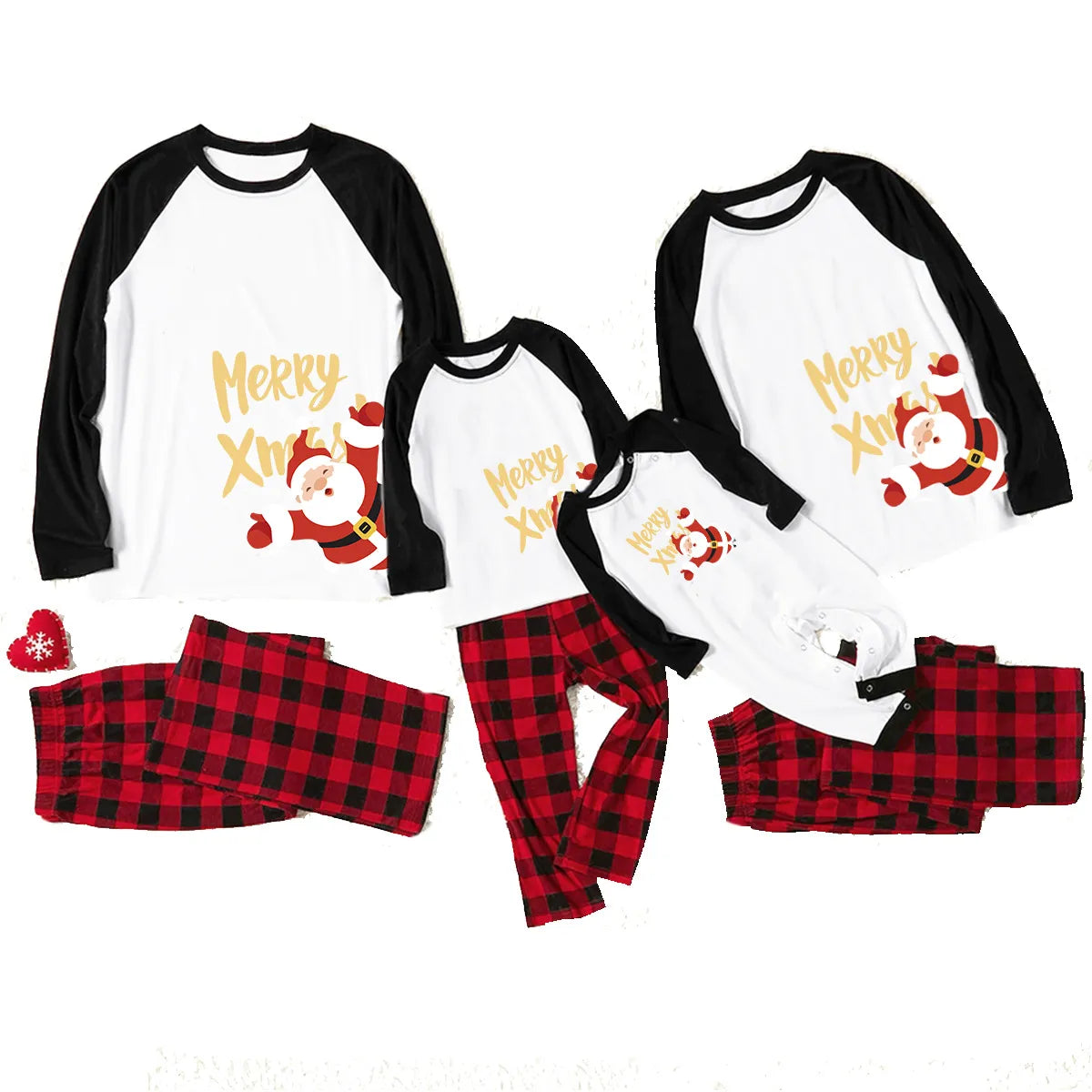 Fashion Santa Claus Plaid Polyester Family Matching Outfits