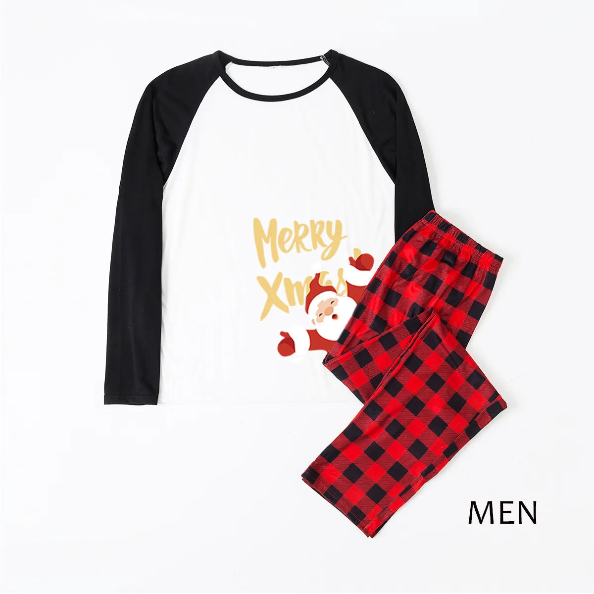 Fashion Santa Claus Plaid Polyester Family Matching Outfits