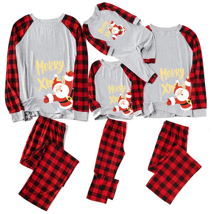 Fashion Santa Claus Plaid Polyester Family Matching Outfits