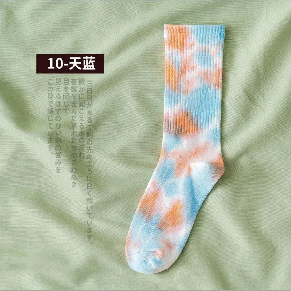 Tie-Dye Socks Street Trend High-Top Socks Cotton Socks Basketball Men Socks Skateboard Color Socks Wholesale Nihaojewelry