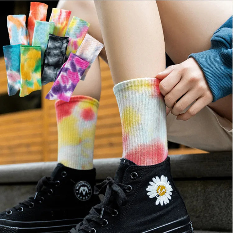 Tie-Dye Socks Street Trend High-Top Socks Cotton Socks Basketball Men Socks Skateboard Color Socks Wholesale Nihaojewelry