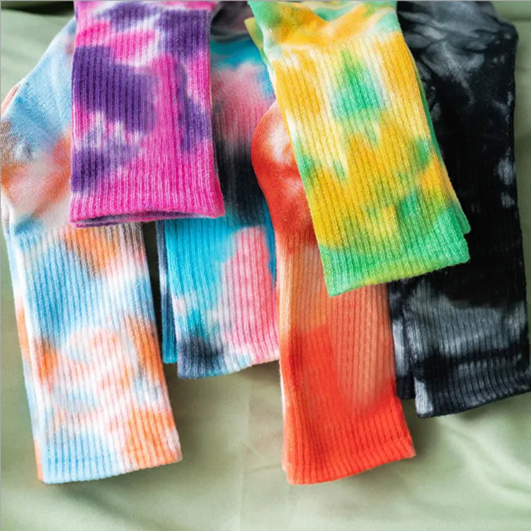 Tie-Dye Socks Street Trend High-Top Socks Cotton Socks Basketball Men Socks Skateboard Color Socks Wholesale Nihaojewelry