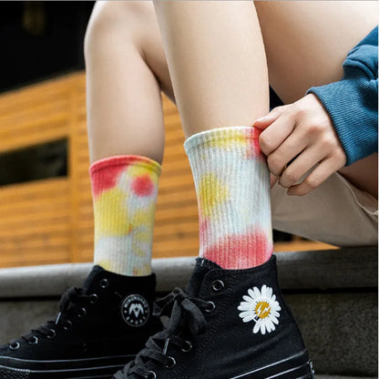 Tie-Dye Socks Street Trend High-Top Socks Cotton Socks Basketball Men Socks Skateboard Color Socks Wholesale Nihaojewelry