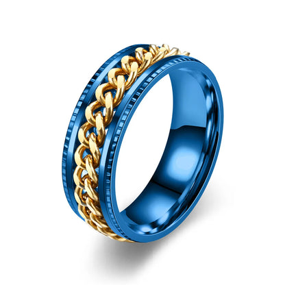 Simple Style Waves Titanium Steel Plating Gold Plated Rings