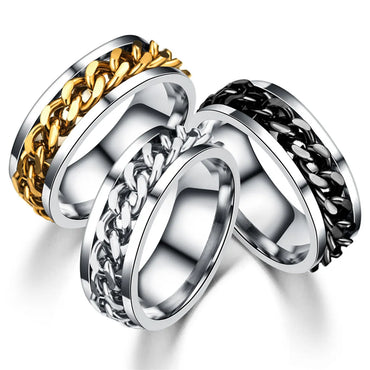 Simple Style Waves Titanium Steel Plating Gold Plated Rings