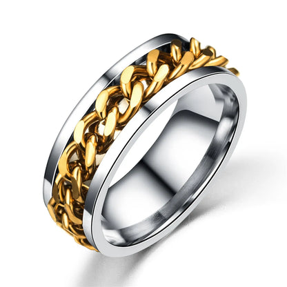 Simple Style Waves Titanium Steel Plating Gold Plated Rings