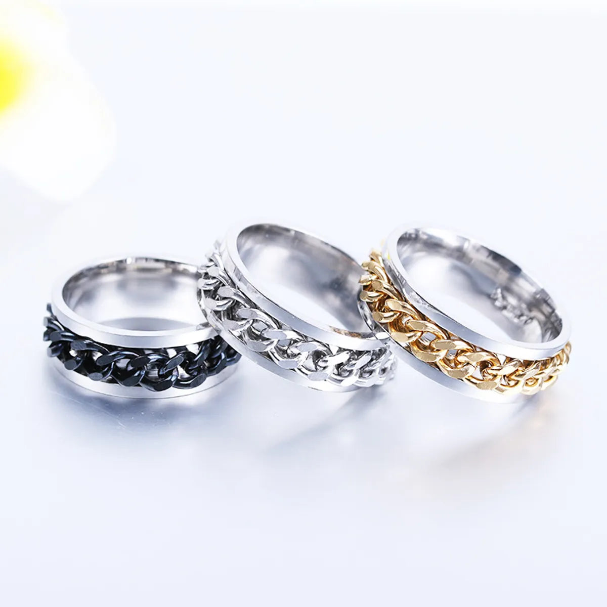 Simple Style Waves Titanium Steel Plating Gold Plated Rings