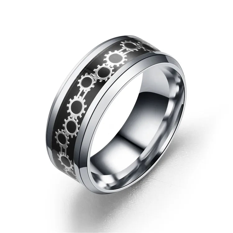 Titanium&Stainless Steel Fashion Geometric Ring  (Black Bottom Alloy Plate - 6) Nhtp0059-Black-Bottom-Alloy-Plate-6