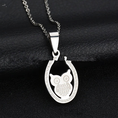 Titanium&stainless Steel Korea Geometric Necklace  (shell - Owl) Nhhf0180-shell-owl