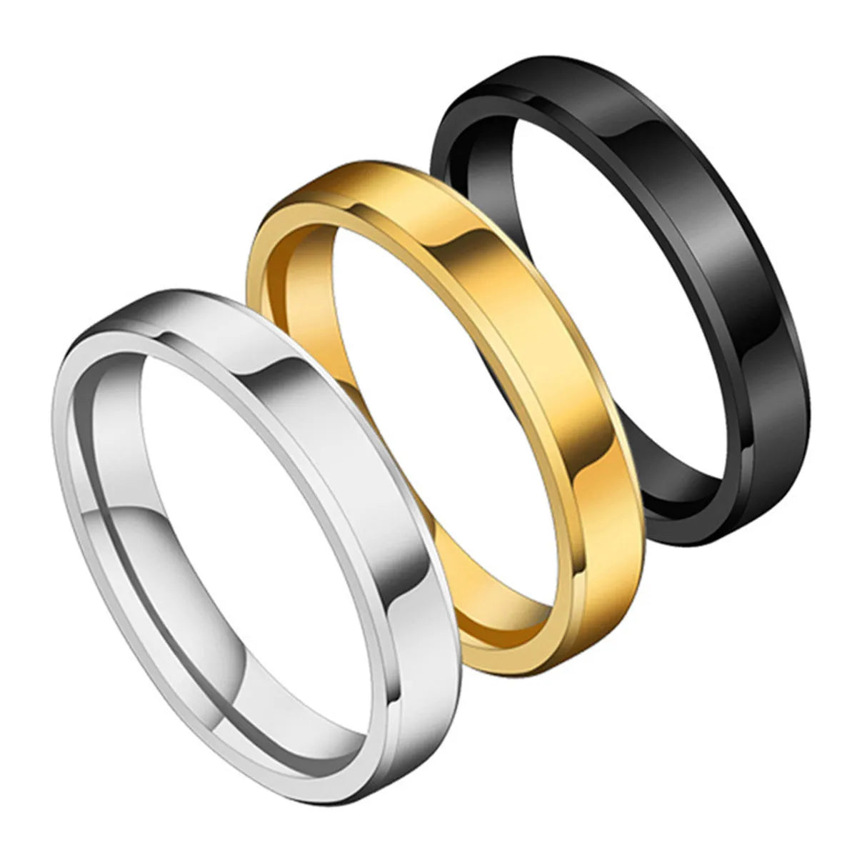 Titanium&stainless Steel Simple Geometric Ring  (black-5) Nhhf1239-black-5