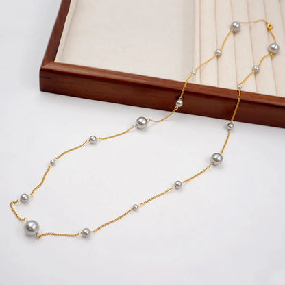 Titanium Steel 18K Gold Plated Casual Simple Style Beaded Plating Solid Color Necklace