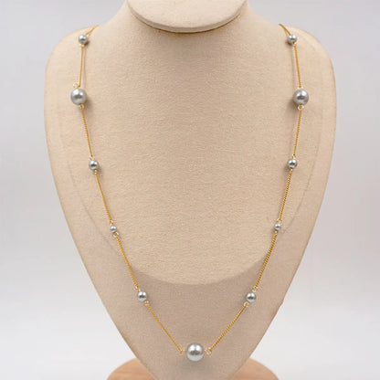 Titanium Steel 18K Gold Plated Casual Simple Style Beaded Plating Solid Color Necklace