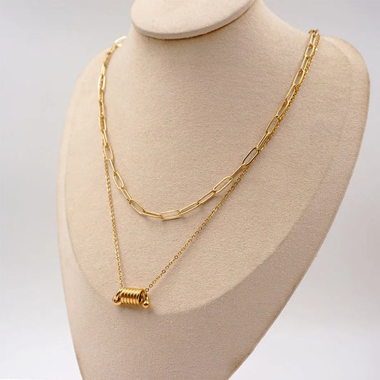 Titanium Steel 18K Gold Plated Casual Simple Style Classic Style Plating Solid Color Layered Necklaces