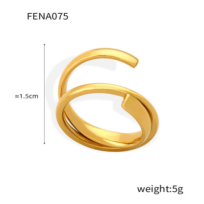 Wholesale Jewelry Casual Simple Style Commute Lines Titanium Steel 18K Gold Plated Layered Rings