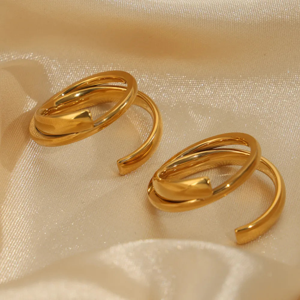 Wholesale Jewelry Casual Simple Style Commute Lines Titanium Steel 18K Gold Plated Layered Rings