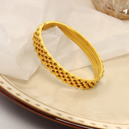 Titanium Steel 18K Gold Plated Casual Simple Style Geometric Layered Plating Bangle