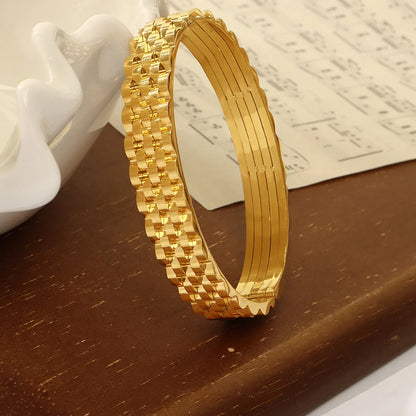 Titanium Steel 18K Gold Plated Casual Simple Style Geometric Layered Plating Bangle